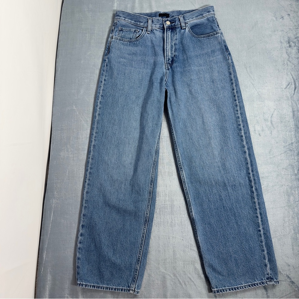 Uniqlo High-Rise Straight Jeans - Light Blue Denim